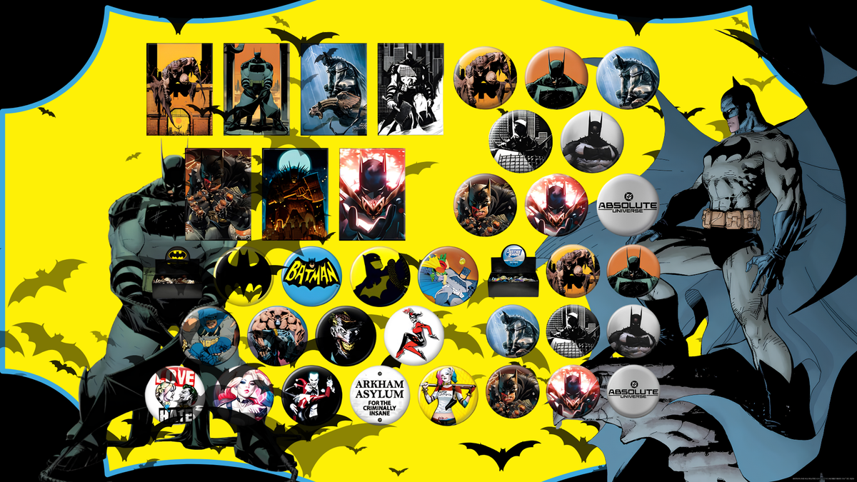 DC UNIVERSE PINS/MAGNETS - ABSOLUTE BATMAN - COLLECTIBLE BUTTONS