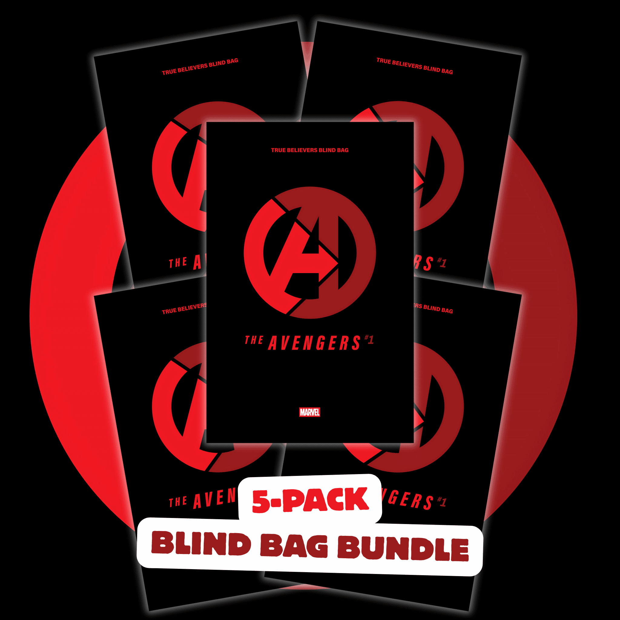 (5-PACK BUNDLE) AVENGERS #1 TRUE BELIEVERS BLIND BAGS