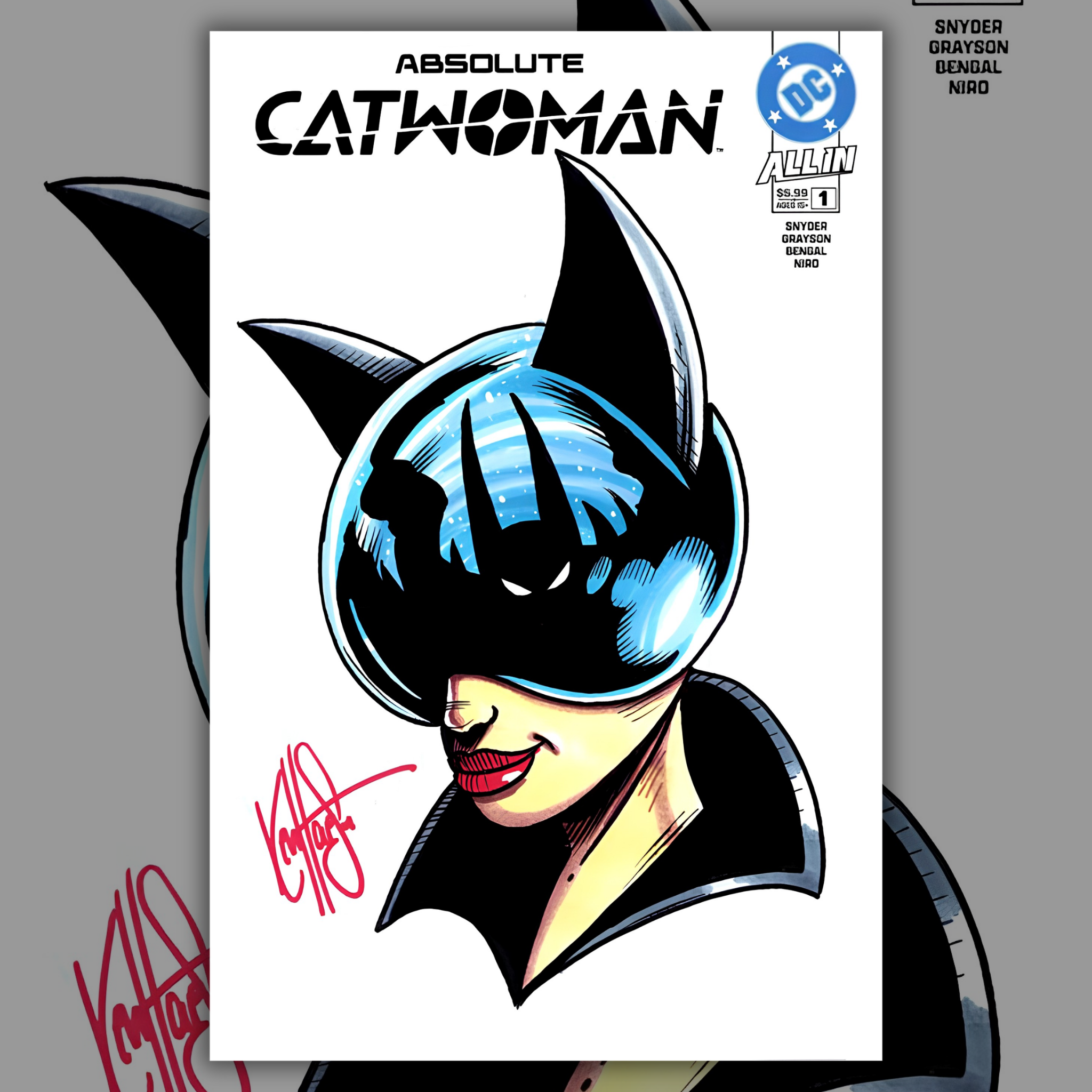 ABSOLUTE CATWOMAN #1 BLANK VARIANT SIGNED AND REMARKED BY KEN HAESER