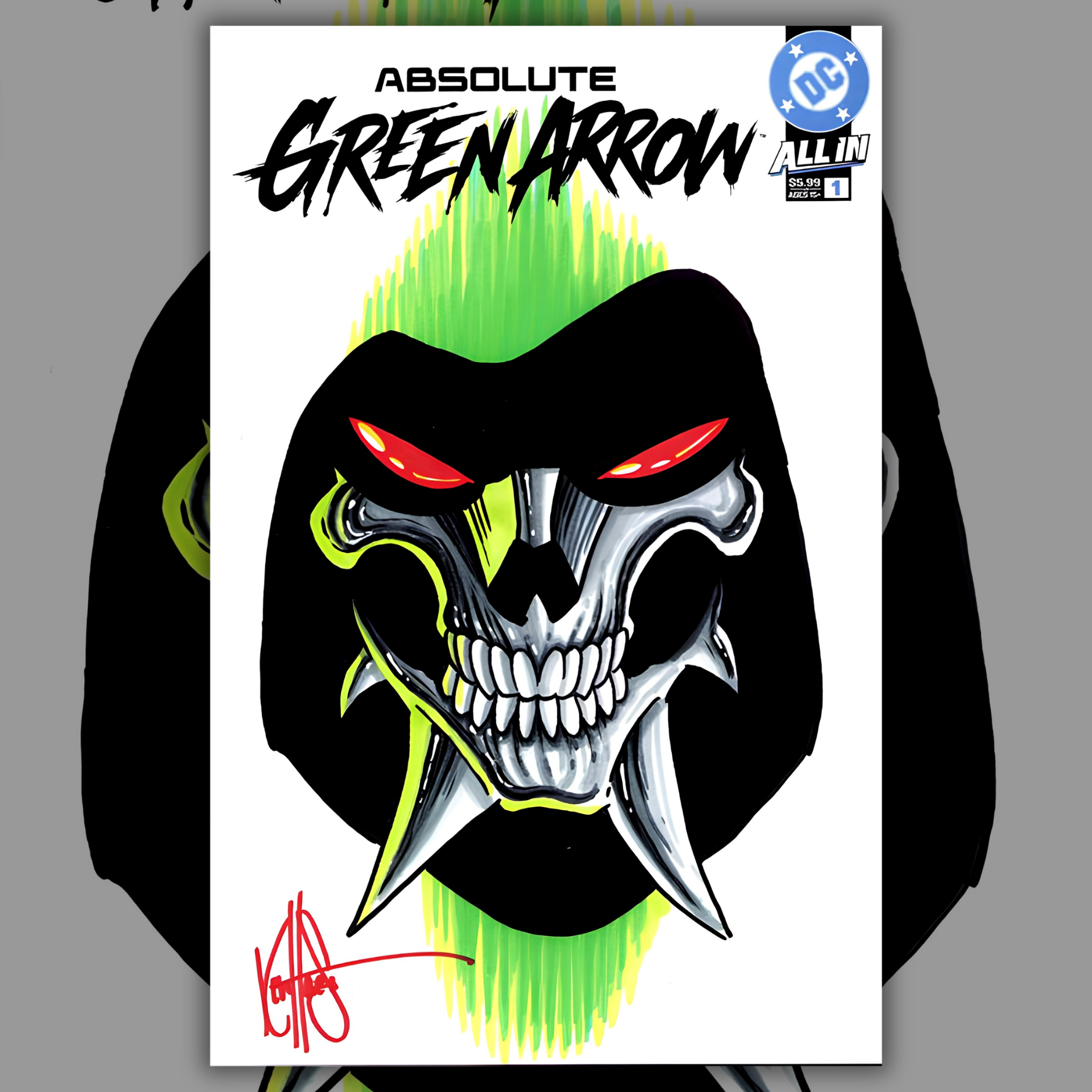 ABSOLUTE GREEN ARROW #1 BLANK VARIANT SIGNED AND REMARKED BY KEN HAESER