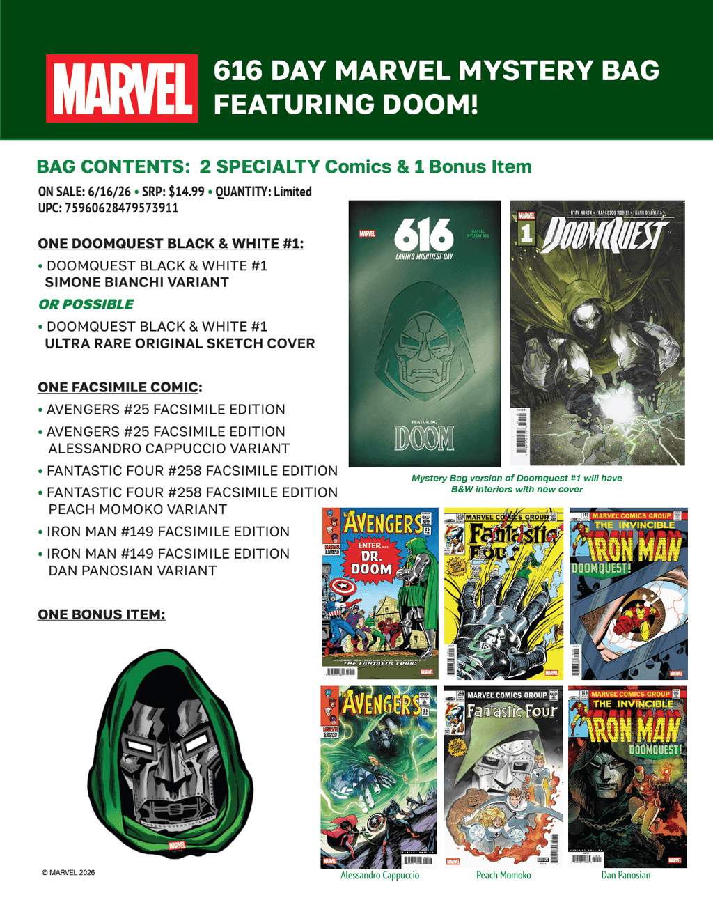 616 DAY MARVEL MYSTERY BAG FEATURING DOOM.
