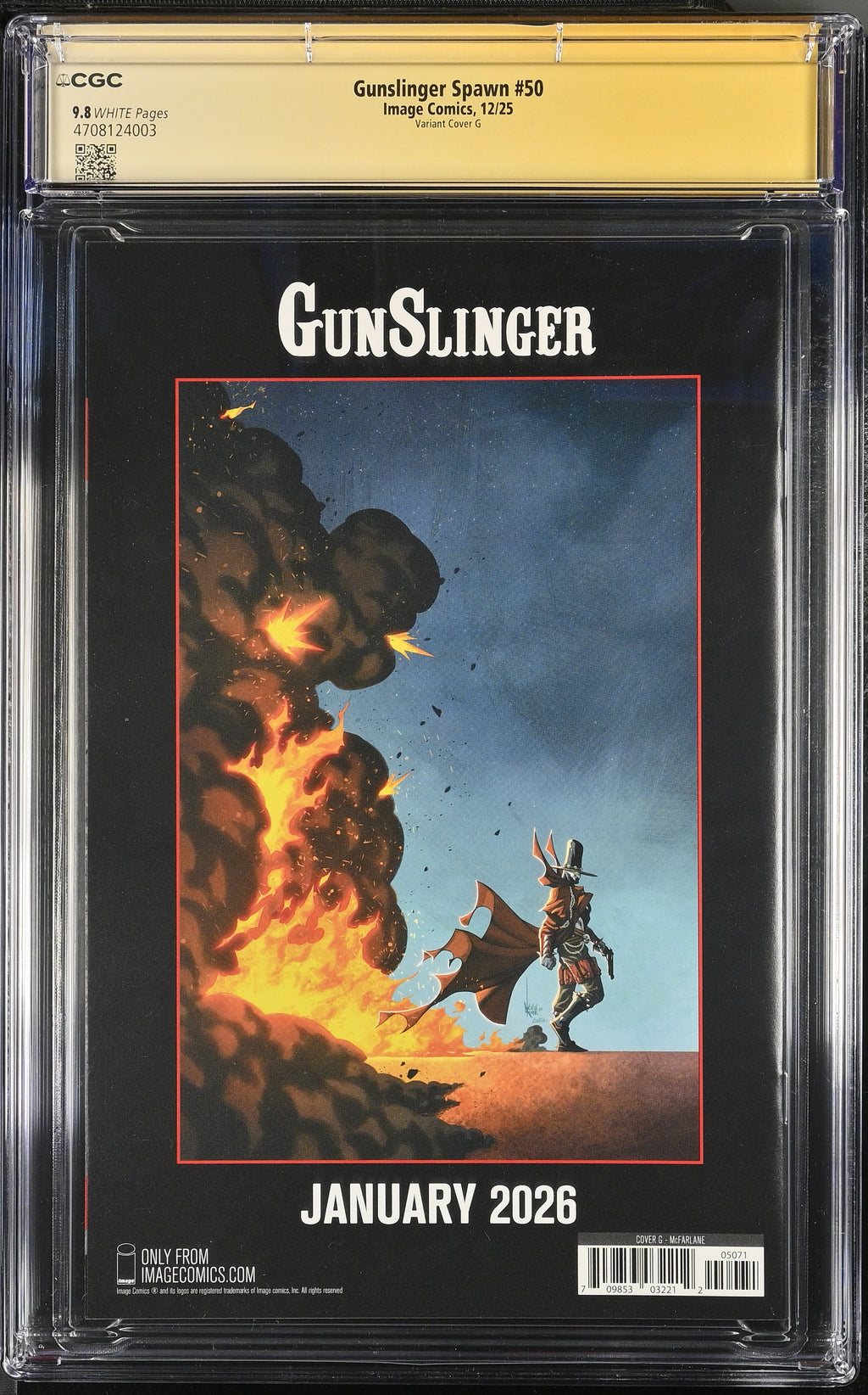 CGC SS 9.8 - GUNSLINGER #50 1:250 B&W TODD MCFARLANE SIGNED