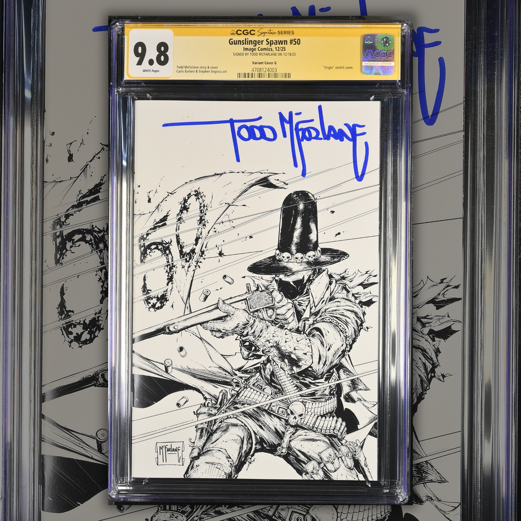 CGC SS 9.8 - GUNSLINGER #50 1:250 B&W TODD MCFARLANE SIGNED
