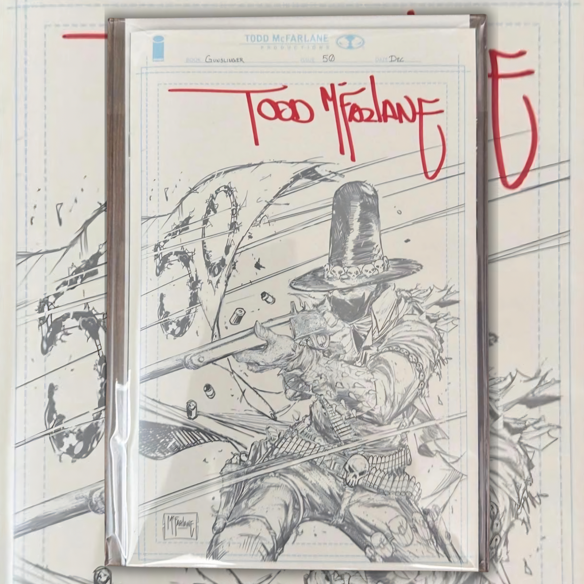 GUNSLINGER #50 1:1000 COVER H TODD MCFARLANE SIGNED PENCIL VAR