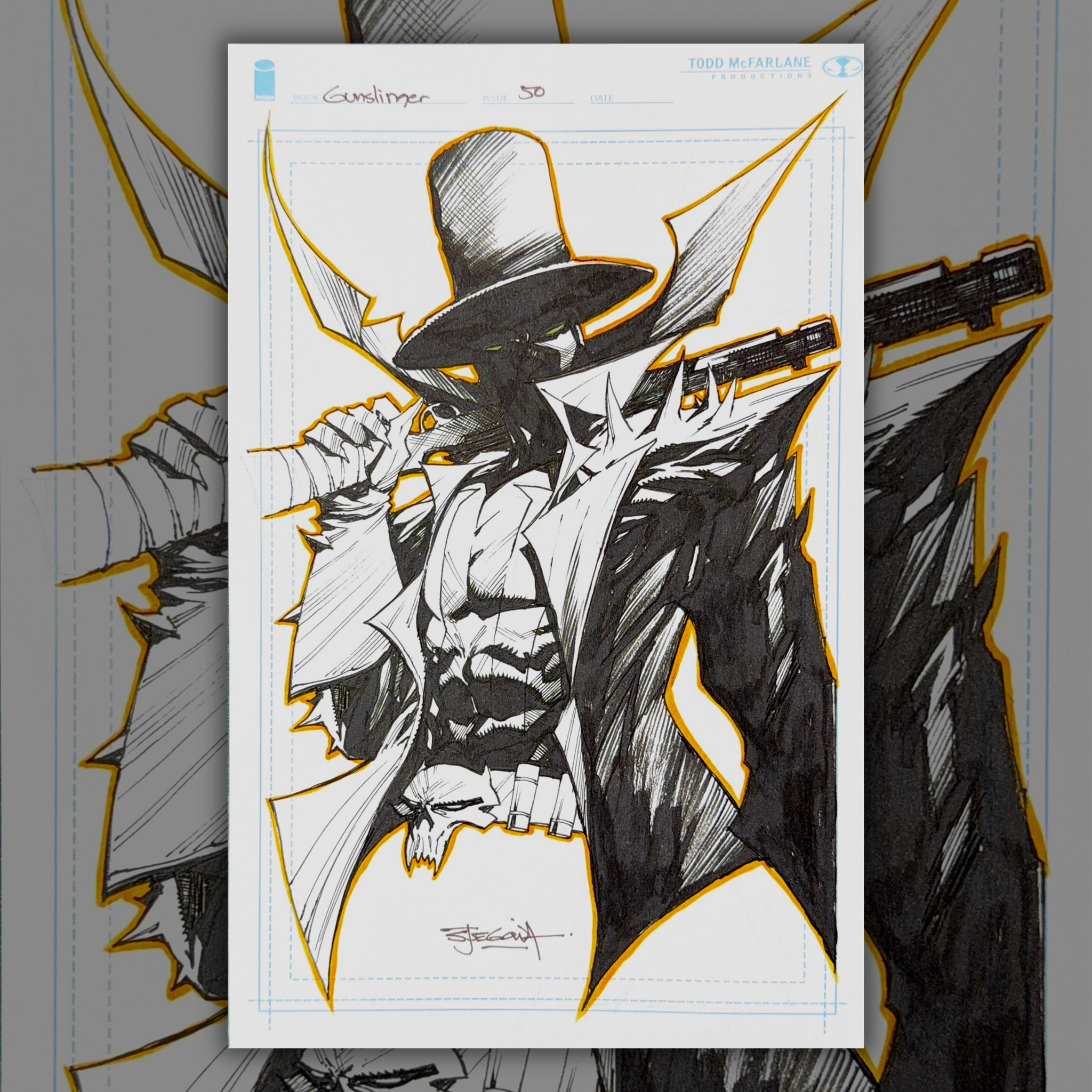 GUNSLINGER #50 1:1000 ORIGINAL ART SKETCH BY STEPHEN SEGOVIA